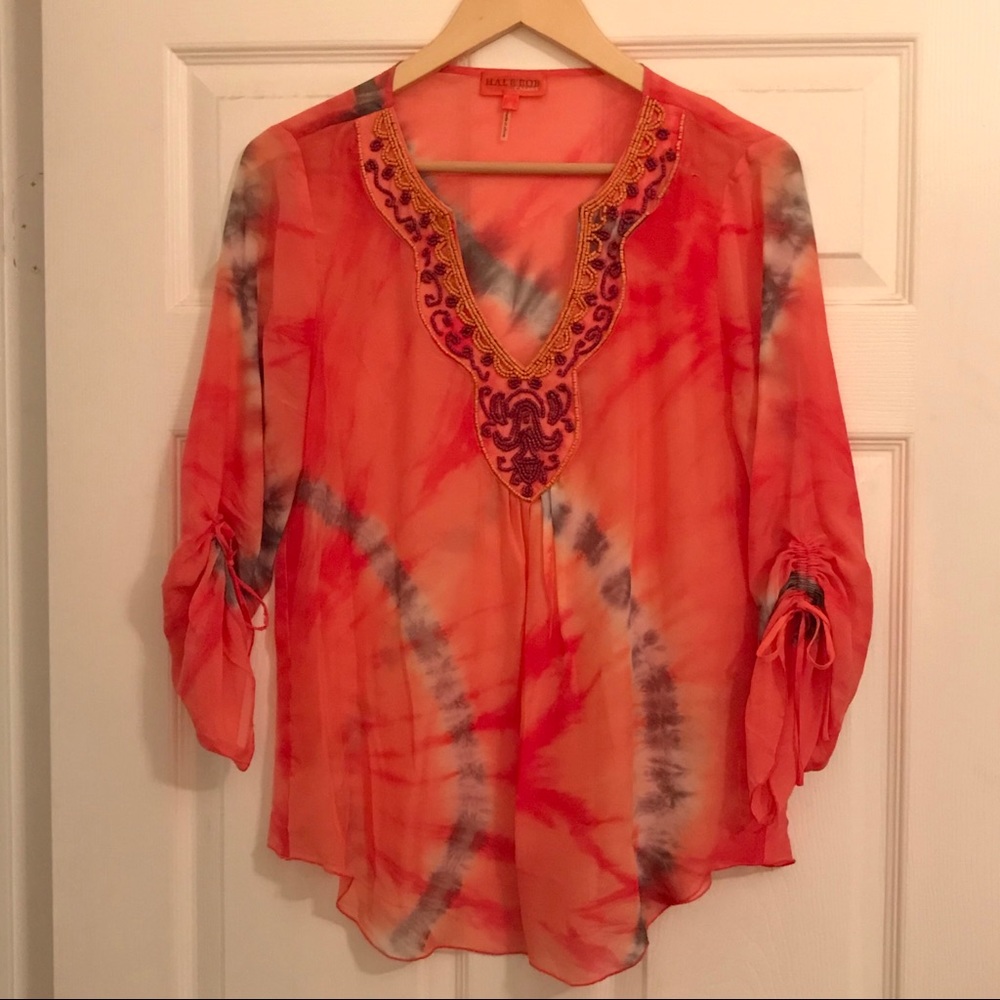 Hale Bob Cabana Boho Silk Blouse EUC Sz S